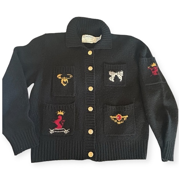 SUSAN BRISTOL Vtg Shetland Wool Classic Crested Cardigan Size L Old Money - Picture 2 of 12